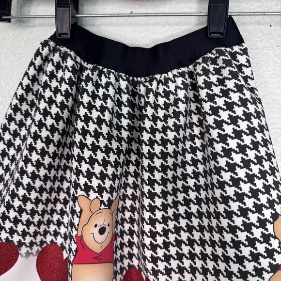 Disney Winnie the Pooh Skirt Girls 5 Houndstooth Red Glitter Hearts Elastic - Picture 6 of 8